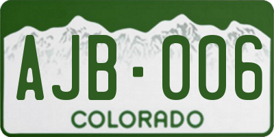 CO license plate AJB006