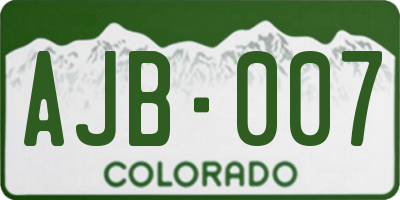 CO license plate AJB007
