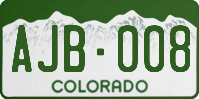 CO license plate AJB008
