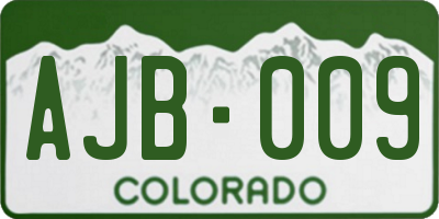 CO license plate AJB009