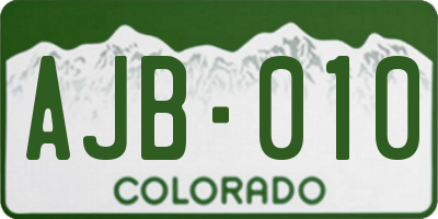 CO license plate AJB010