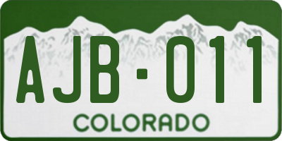 CO license plate AJB011