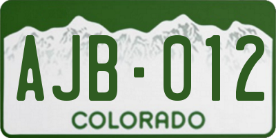 CO license plate AJB012