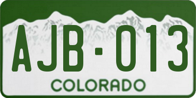 CO license plate AJB013