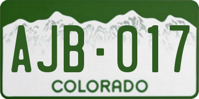 CO license plate AJB017