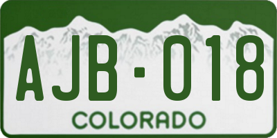 CO license plate AJB018