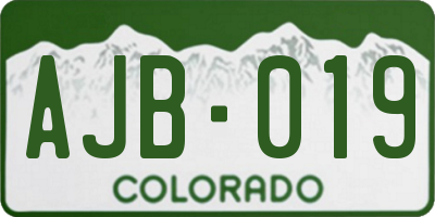 CO license plate AJB019