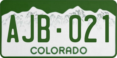 CO license plate AJB021