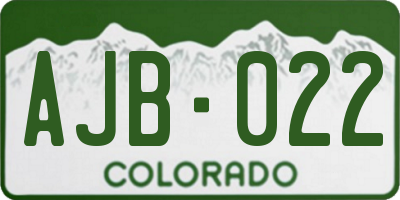 CO license plate AJB022