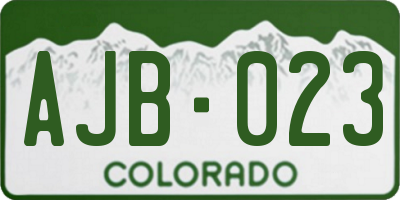 CO license plate AJB023