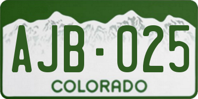 CO license plate AJB025