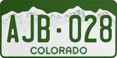 CO license plate AJB028
