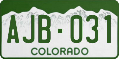 CO license plate AJB031