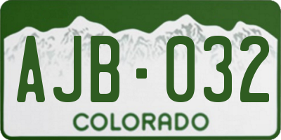 CO license plate AJB032