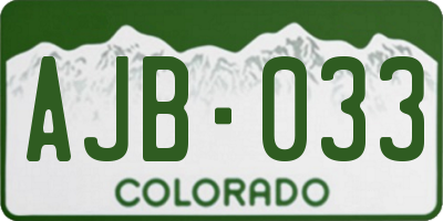 CO license plate AJB033