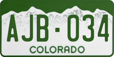 CO license plate AJB034