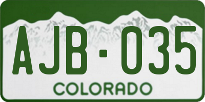 CO license plate AJB035