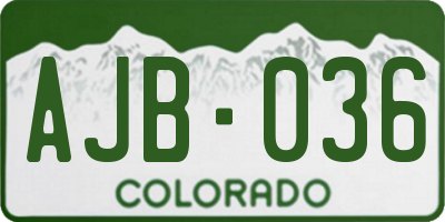 CO license plate AJB036