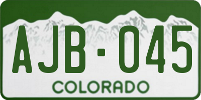 CO license plate AJB045