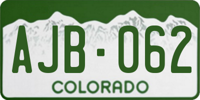 CO license plate AJB062