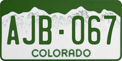 CO license plate AJB067