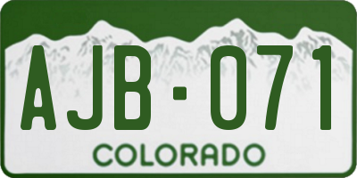 CO license plate AJB071