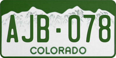 CO license plate AJB078