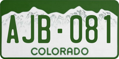 CO license plate AJB081