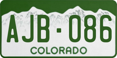 CO license plate AJB086