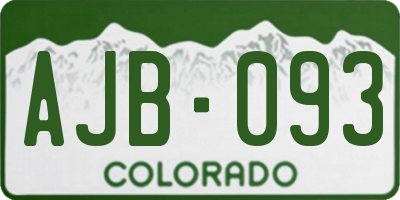CO license plate AJB093