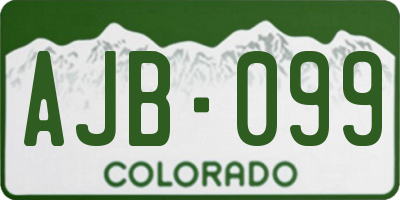 CO license plate AJB099