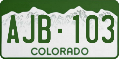 CO license plate AJB103