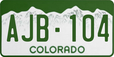 CO license plate AJB104