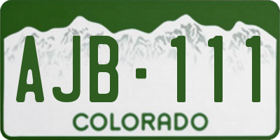 CO license plate AJB111