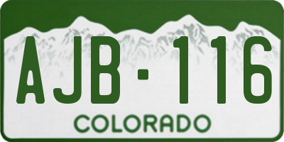 CO license plate AJB116