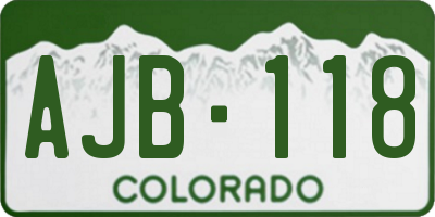 CO license plate AJB118