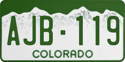 CO license plate AJB119