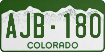 CO license plate AJB180