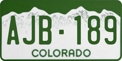 CO license plate AJB189