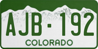 CO license plate AJB192