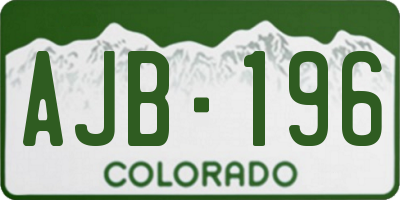 CO license plate AJB196
