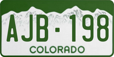 CO license plate AJB198