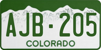 CO license plate AJB205