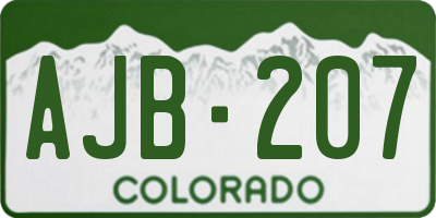 CO license plate AJB207