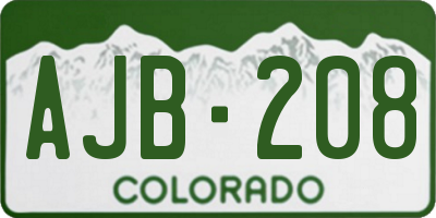 CO license plate AJB208