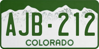 CO license plate AJB212