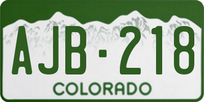 CO license plate AJB218