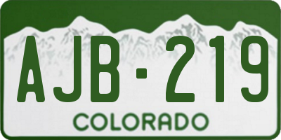 CO license plate AJB219