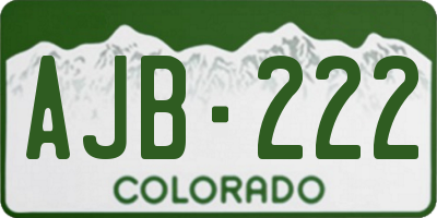 CO license plate AJB222
