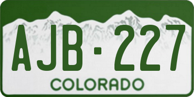 CO license plate AJB227